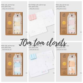  La pomme SS2025 K001 Set 5 Khăn sữa sợi tre lụa La Pomme phối màu  30x30cm  T7.1 