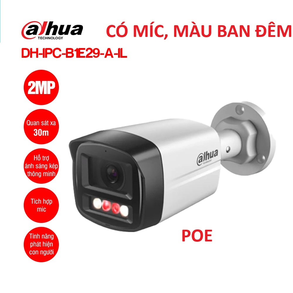 Camera Dahua ip DH-IPC-B1E29-A-IL, Full HD 1080 H265 POE