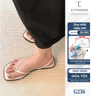 Dép xỏ ngón nữ dép sandal đế bệt thấp mũi vuông dây mảnh basic thời trang nữ chống trượt G236