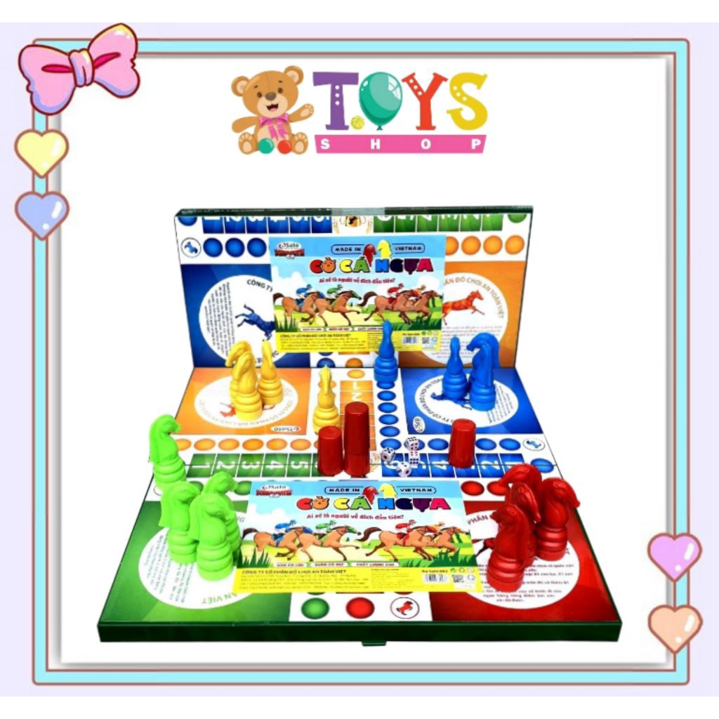 Cờ Cá Ngựa Sato - Bàn nhựa Loại Lớn 42x42cm - Cờ đua ngựa bằng Nhựa Cao Cấp