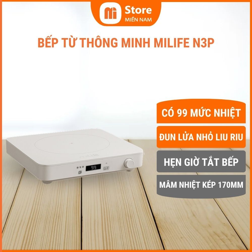 Bếp từ đơn miLife N3P với 99 mức nhiệt, mâm nhiệt 170mm chuẩn XK Châu Âu
