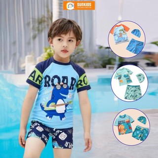  Đồ Bơi Cho Bé Trai Hoạ Tiết Khủng Long Kèm Mũ 