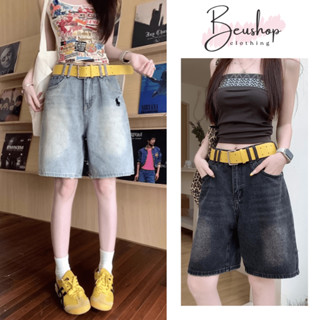 Quần Short Jean Lửng Nữ Suông Ống Rộng 3 Màu Xanh Đen WASH RETRO Quần Jean Ngố Nữ Form Ngang Gối