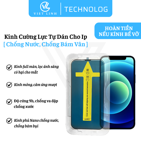 Kính Cường Lực Tự Dán Ip Full Màn, Cường Lực KK 6plus 7plus 8plus x xsmax 11 12 13 14 pro plus