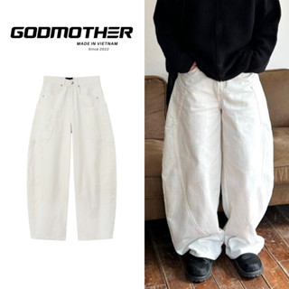Quần Kaki Trắng Form Suông Rộng GODMOTHER Quần Kaki Cạp Trễ Unisex Phong Cách Basic Hàn Quốc