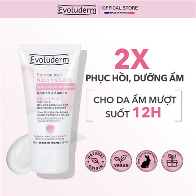 [HSD 10.2026 ]Kem dưỡng ẩm phục hồi Evoluderm dành cho da khô và nhạy cảm cho làn da mịn màng tươi sáng 50ml