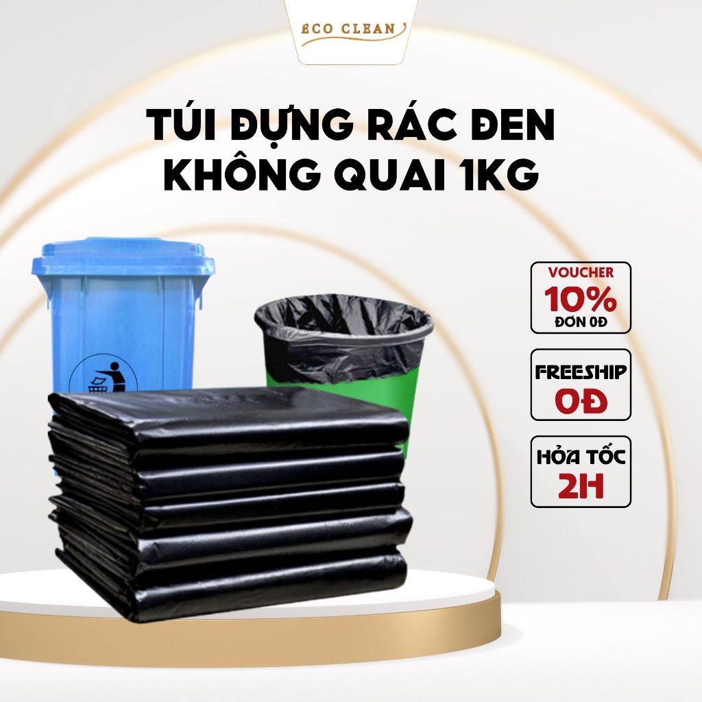 Túi đựng rác đen 1kg không quai đủ size, siêu dai, không bục, chịu tải tốt, túi rác size cực đại