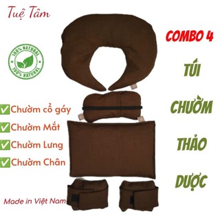 Combo 4 TÚI CHƯỜM THẢO DƯỢC, Gối Chườm, Chườm Mắt, Chườm cổ Tròn, Chườm chân