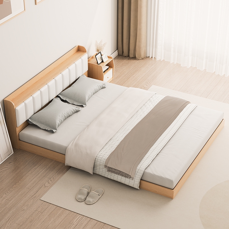 Giường Bệt giường ngủ đôi kiểu Nhật có đệm đầu giường gỗ MDF 1m6x2m decor phòng - GP391.03