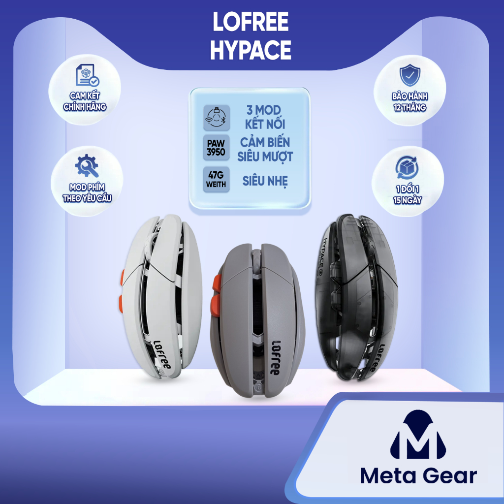 [CHÍNH HÃNG] Chuột không dây Lofree Hypace - Chuột Bluetooth, Cảm biến 30000 DPI, Thiết kế công thái