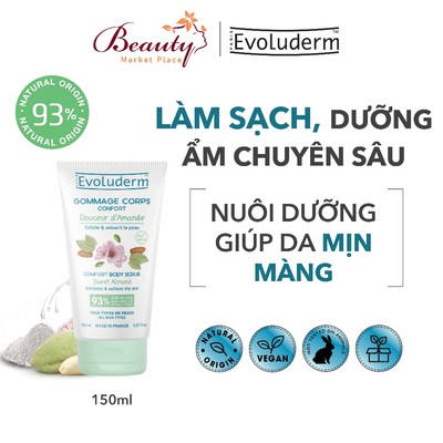 Gel tẩy tế bào chết toàn thân Evoluderm tinh chất Hạnh nhân dành cho da nhạy cảm - 150ml