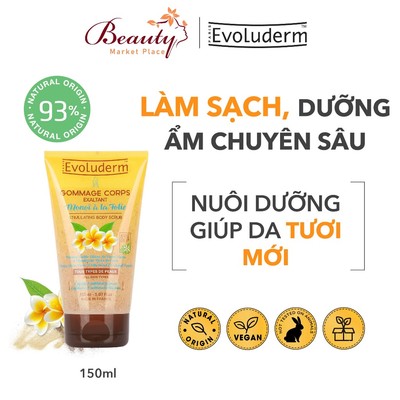 Tẩy tế bào chết toàn thân Evoluderm tinh chất hoa Monoi Tahiti 150ml