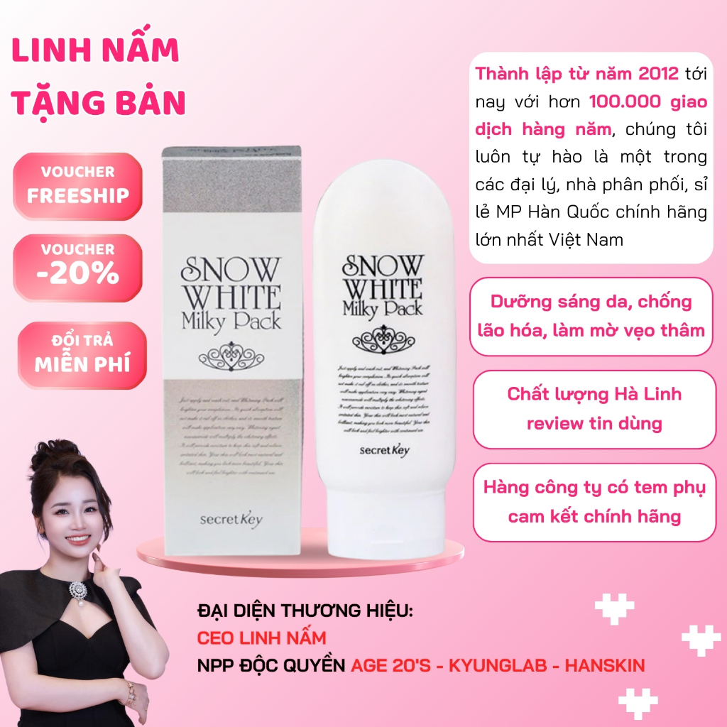 Kem body Snow White có tem phụ chuẩn auth, Snow White Milky Pack dưỡng trắng toàn thân, Linh Nấm Ski