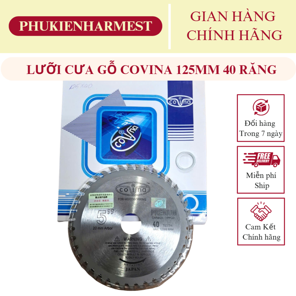 Lưỡi Cưa Gỗ COVINA 5'' - 125mm 40 Răng Loại Tốt