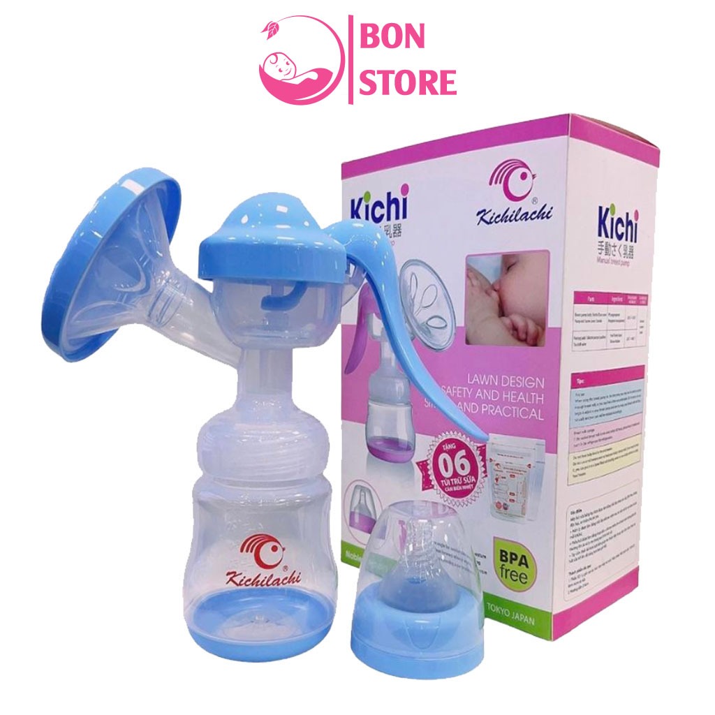Máy Hút Sữa Cầm Tay Kichilachi Kichi – Phễu Massage Silicon, Van Xoay 360°, Chống Sặc, Nhỏ Gọn Tiện 