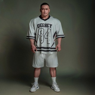 Áo thun thể thao màu TRẮNG CRIMSON Degrey Jersey Rex 84 cổ tim - JERCRIMT