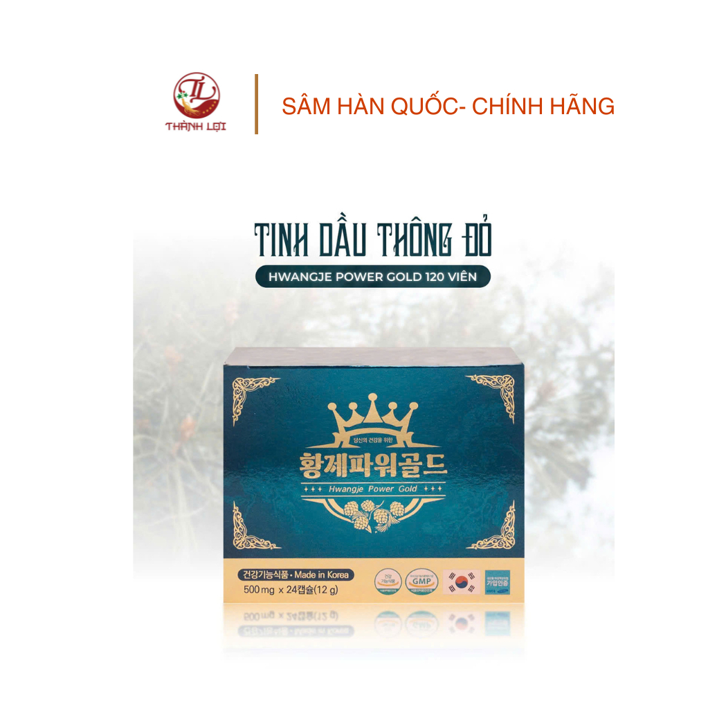 Tinh Dầu Thông Đỏ Hàn Quốc Hoàng Đế Hwangje Power Gold 120 viên Giúp Ngừa Đột Quỵ