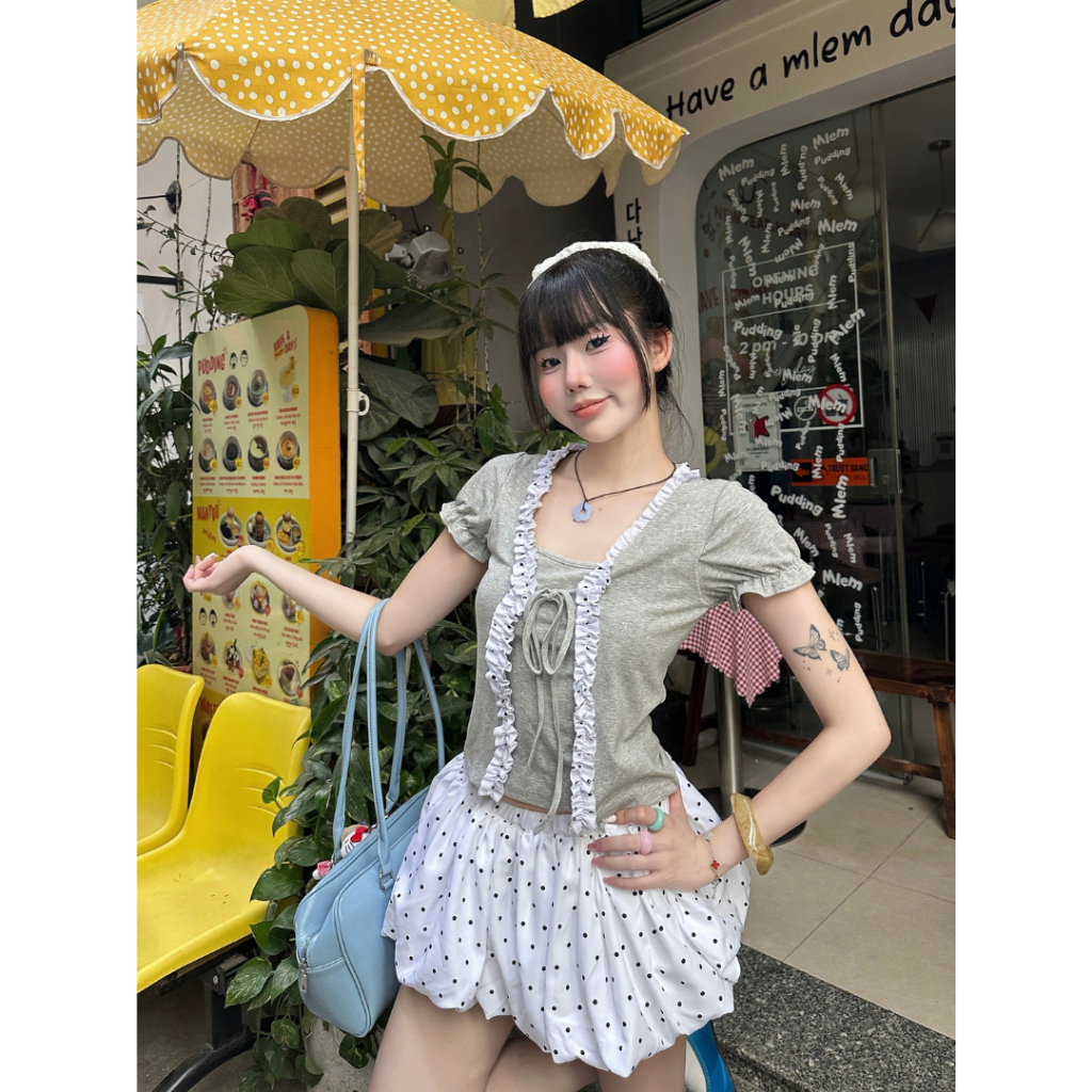 Chân Váy SAIGONESE Quần Dáng Bí Thun Lụa Hoạ Tiết Chấm Bi Phối Ren Form Nữ Thanh Lịch - CV01SP | BigBuy360 - bigbuy360.vn