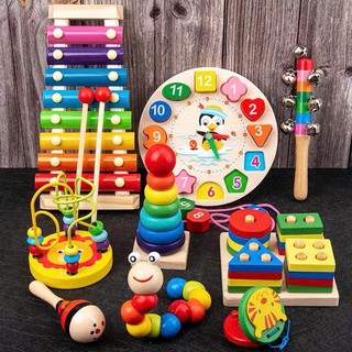  Combo 10 món đồ chơi gỗ bảng gỗ câu cá ghép hình học chữ số Pandatoys giúp phát triển trí thông cho bé 
