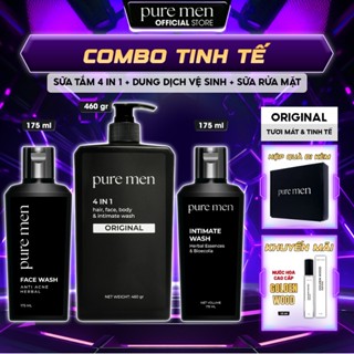 Hộp Quà Tinh Tế Pure Men - Set Bộ Combo Tặng Bạn Trai - Sữa Tắm Gội 460g & Sữa Rửa Mặt & Dung Dịch Vệ Sinh Nam 175ml