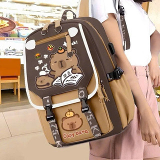 Ba lô Vải in Hình Capy Bara Mix Màu Hồng Và Nâu Mẫu Mới 2025