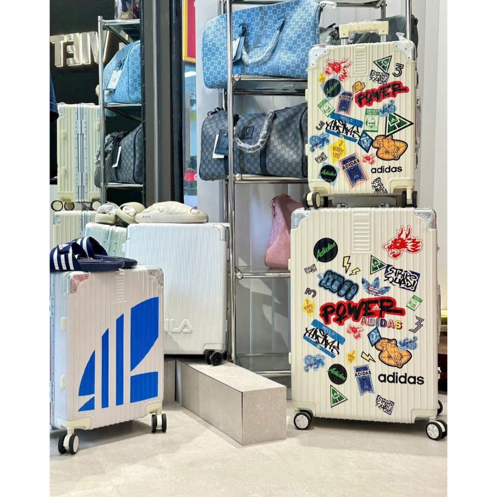 Vali  ADIDAS  Chính Hãng ADIDAS Màu Trắng Sticker Tam Gíac Xanh Dương Size 20 Cabin
