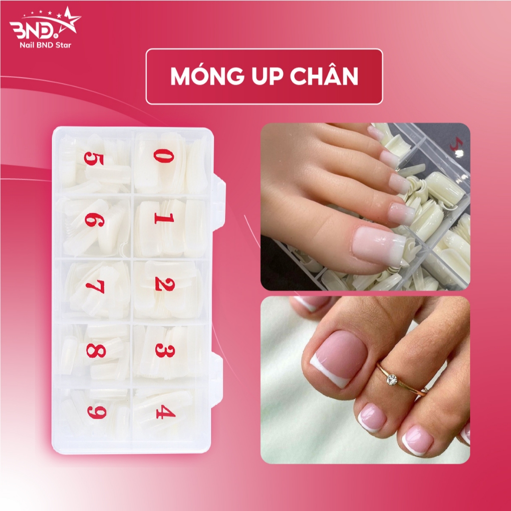 Móng up chân phom vuông dài -- Hộp móng up chân dài phom vuông dễ dùng (hộp 500 móng đủ size)