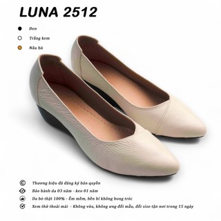  Giày đế xuồng nữ tăng chiều cao Lunashoes 2512 da bò mũi nhọn cao cấp dễ đi kiểu Hàn quốc êm chân bảo hành 2 năm 