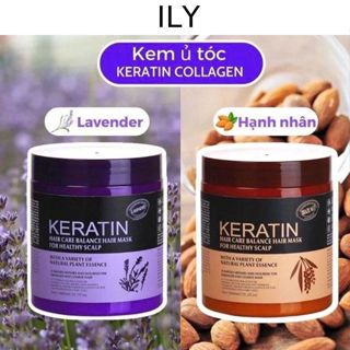  Kem ủ tóc Keratin Collagen 1000ml và 500ml ủ tóc Lavender dầu xả dưỡng tóc hấp tóc phục hồi keratin colagen ILY 