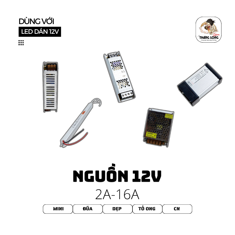 Nguồn 12V Cỡ Nhỏ (by MD Led Lighting), (2A-16A)