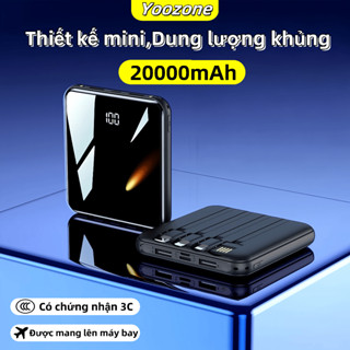 Pin Sạc Dự Phòng 20000mAh Mini, Tích Hợp 4 Cáp Sạc Nhanh, Tương Thích Đa Thiết Bị, Nhỏ Gọn Dễ Mang Theo