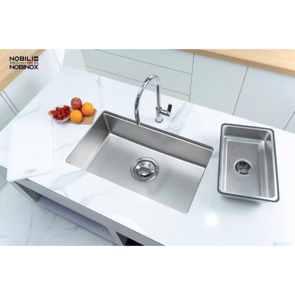 CHẬU RỬA BÁT 1 HỐ NOBINOX ROSA NN974DT, Vân siêu mịn chống xước KT 800 x 480 mm