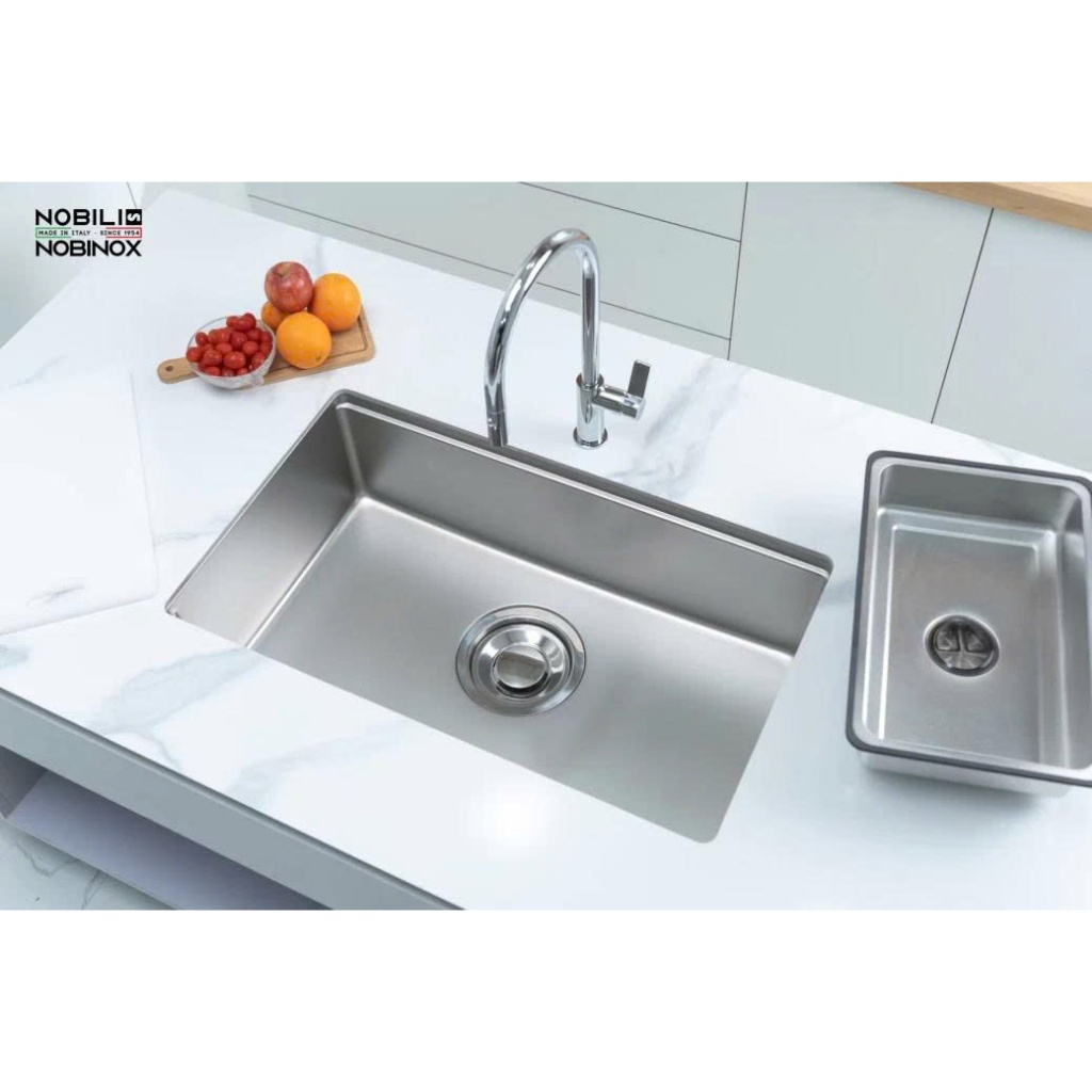 Chậu rửa bát 1 hố NOBINOX ROSA NN974DT, Kích thước 80 x 48, Bề mặt Vân siêu mịn chống xước