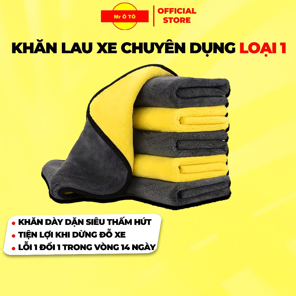Khăn Lau Xe Đa Năng Chuyên Dụng Cho Ô TÔ Sợi MICROFIBER Mềm Mịn 2 Mặt Siêu Thấm Hút Rửa Xe Hơi, Xe Máy KLX001