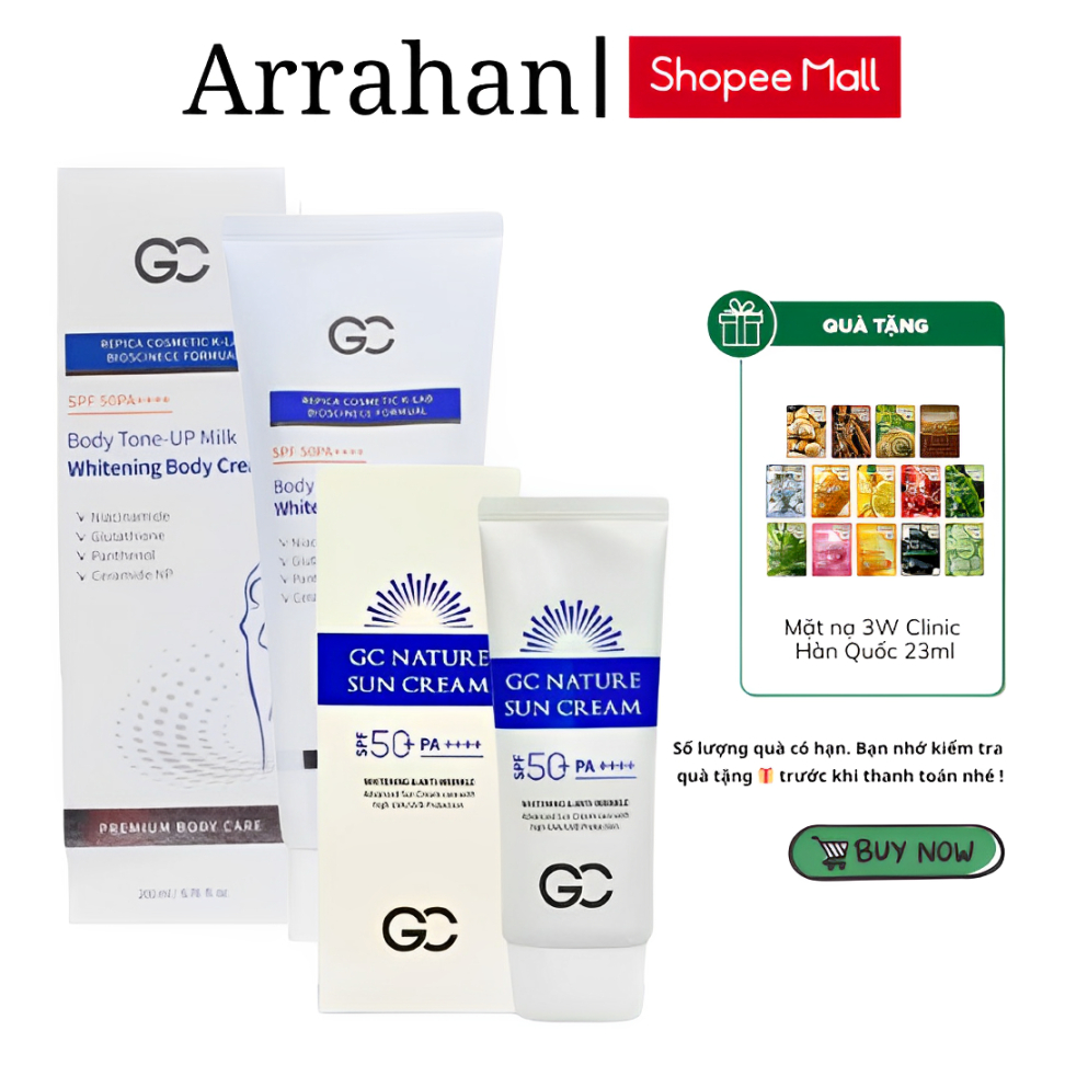 Kem Chống Nắng Nâng Tone, Dưỡng Da Hàn Quốc GC Nature Sun Cream SPF 50+ PA++++ 60ml