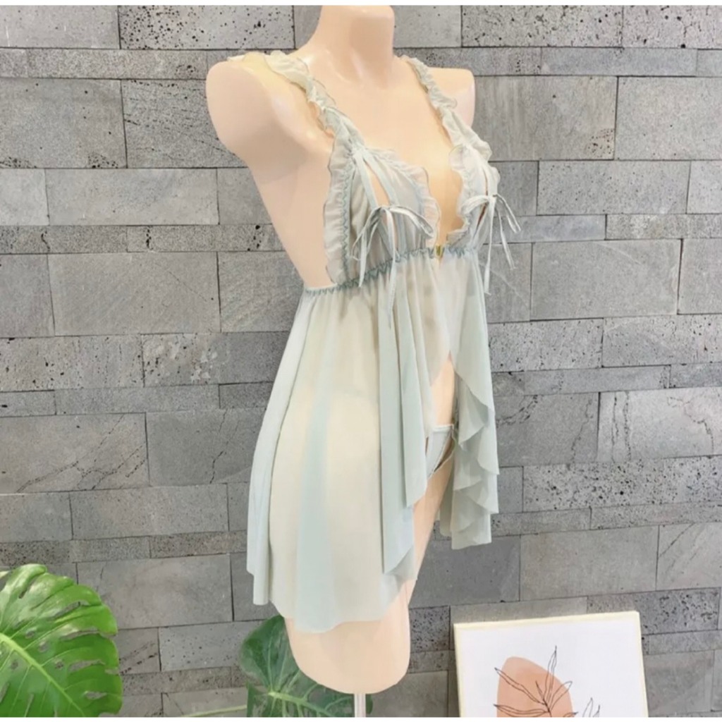 Váy ngủ ren bèo cài trước gợi cảm 5644 | BigBuy360 - bigbuy360.vn