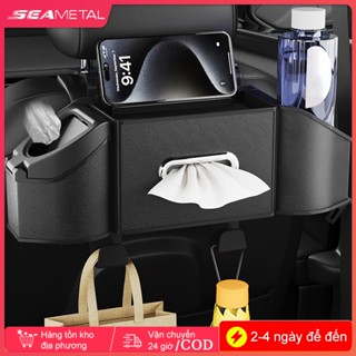 7 Trong 1 Hộp Đựng Đồ Treo Ghế Ô Tô SEAMETAL Da PU Có Khay Để Cốc,Giá Để Điện Thoại,Móc Treo Đồ