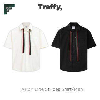Áo Sơ Mi Nam TRAFFY Form Boxy Phối Dây Sọc Kaki Mềm Co Giãn