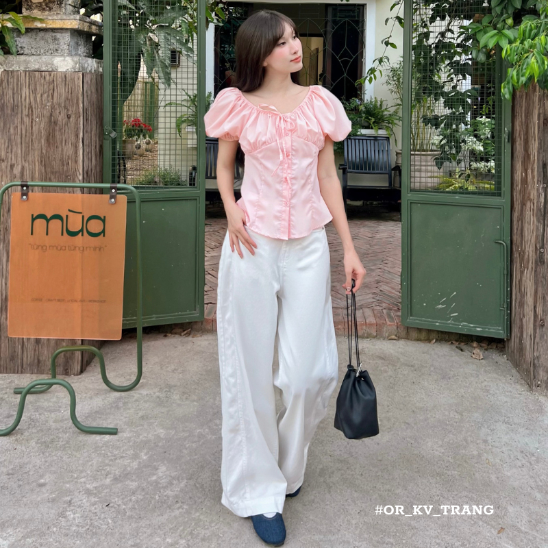 Quần Jeans nữ form dáng ống rộng có viền sọc giữa phong cách basic Hàn Quốc | BigBuy360 - bigbuy360.vn