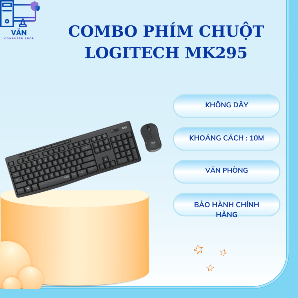 Bộ Combo Bàn Phím Chuột MK295 Silent - Hàng Chính Hãng - Bảo Hành 1 Năm