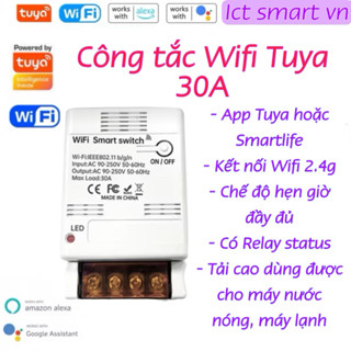 Công tắc Wifi Tuya 20A đo điện dùng được cho máy nước nóng và máy lạnh