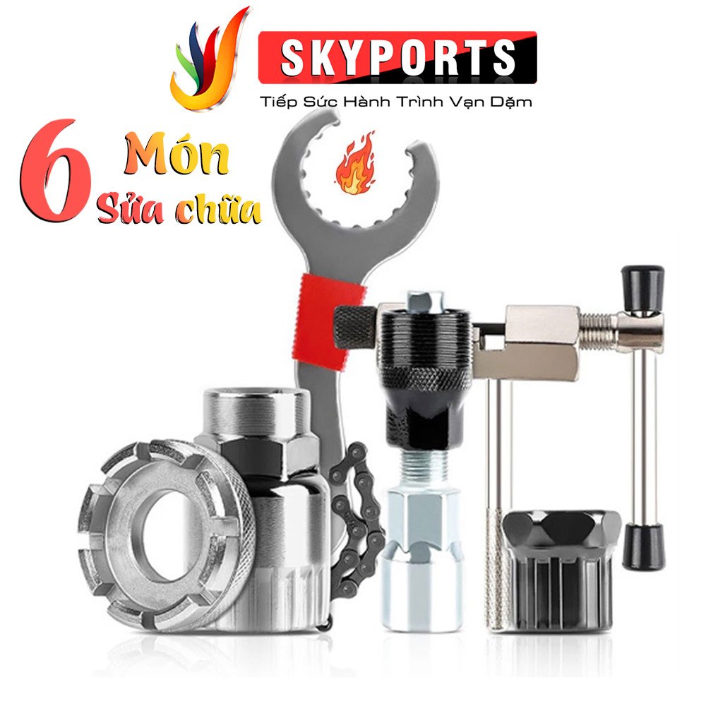  Combo 6 món sửa chữa xe đạp đầy đủ dụng cụ cắt mắt xích tháo líp tháo đùi đĩa xe đạp 