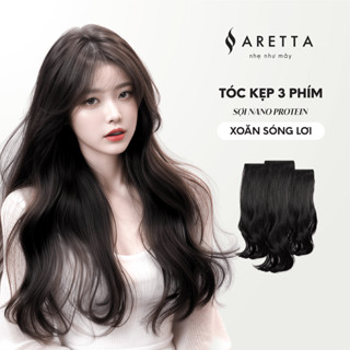 Set 3 Mảnh Tóc Giả Kẹp Phím Cao Cấp ARETTA Dáng Xoăn Sóng Lơi, Tóc Kẹp Phím Xoăn 45cm - 55 cm