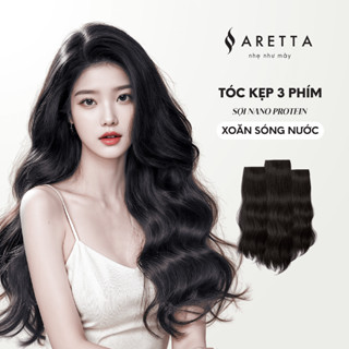Set 3 Mảnh Tóc Giả Kẹp Phím ARETTA Dáng Xoăn Sóng Nước, Tóc Giả Kẹp Phím Cao Cấp 45cm, 55cm