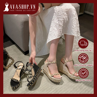 Dép Sandal Đế Xuồng Hở Mũi Đính Tán Thời Trang AG27  - Hàng Quảng Châu Cao Cấp
