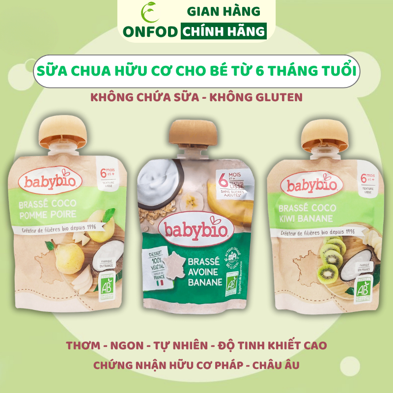 Sữa chua dừa yến mạch hữu cơ cho bé ăn dặm từ 6 tháng tuổi Babybio ONFOD 85g