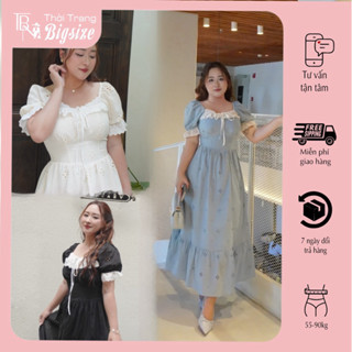 [TỪ 55-100KG] ĐẦM BOIS THÊU HOA 2 LỚP PHỐI REN (TRẦN BẢO NHƯ BIGSIZE MS L58)