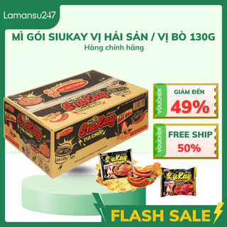  Mì Gói SiuKay Vị Hải Sản   Vị Bò 130g | Thùng 24 Gói Mì Siêu Cay Khổng Lồ Chính Hãng | lamansu247+ 