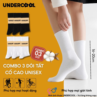 Combo 3 Đôi Vớ Tất Nữ - Nam Cổ Cao - Unisex UNDERCOOL Cotton Dày Dặn, Thoáng Khí, Co Giãn Tốt, Vớ Thể Thao Basic CB-TC91