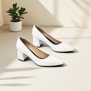 Giày Cao Gót Đế Vuông 5cm Mũi Nhọn Basic Pixie P055